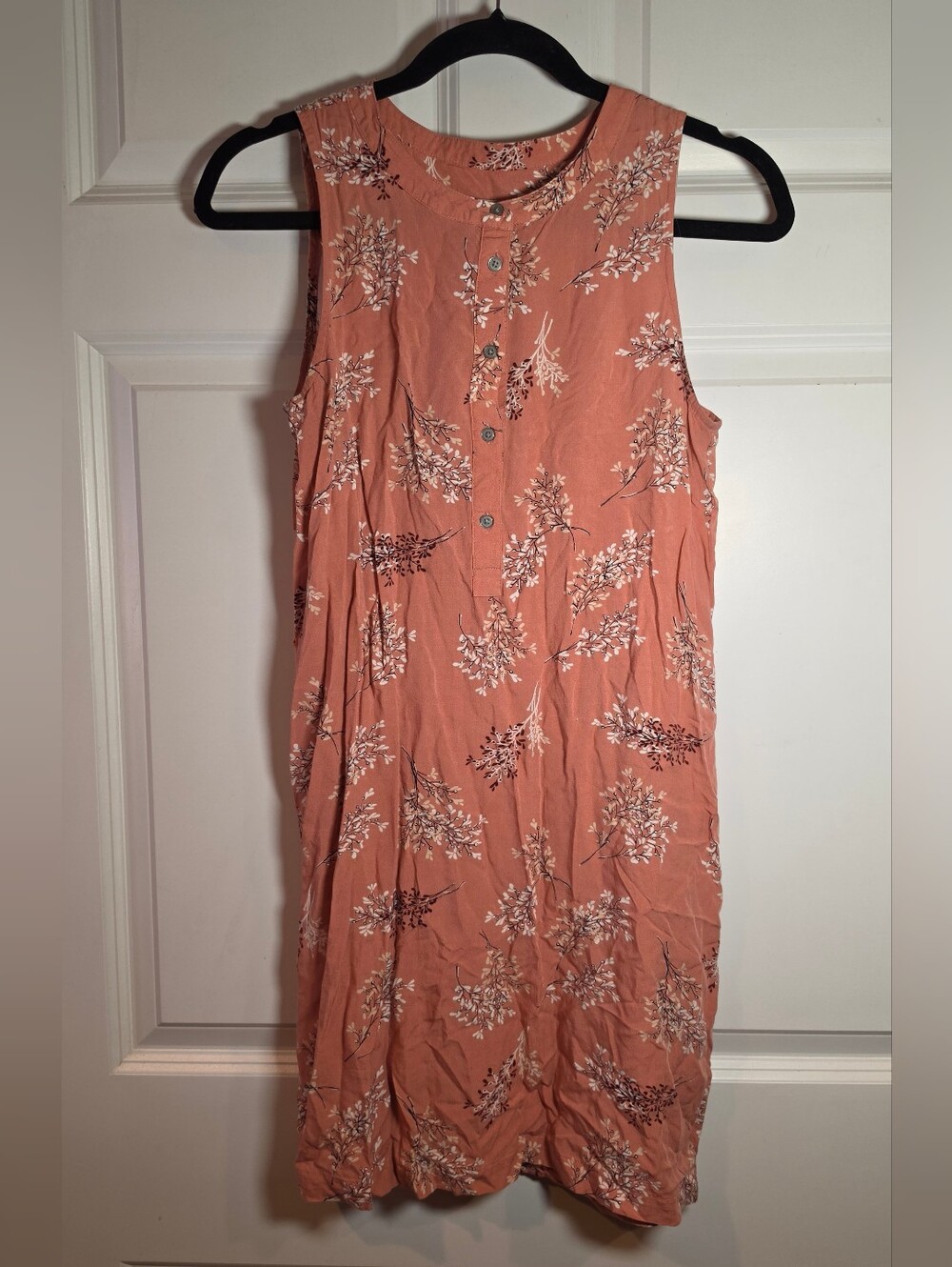 Loft Outlet Sleeveless Floral Button-Front Dress in Dusty Peach S